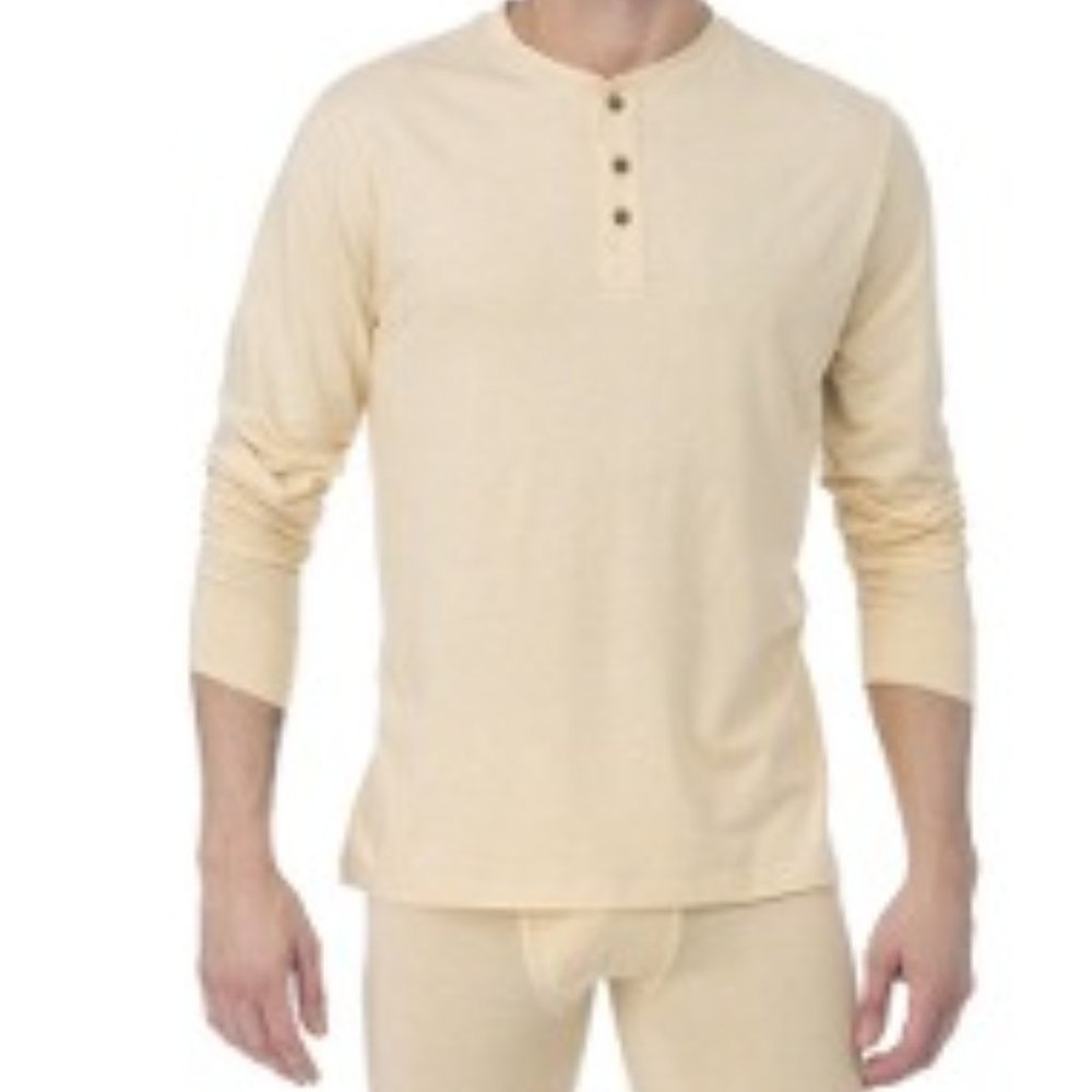 Wood Yellow Henley Long Sleeve Shirt